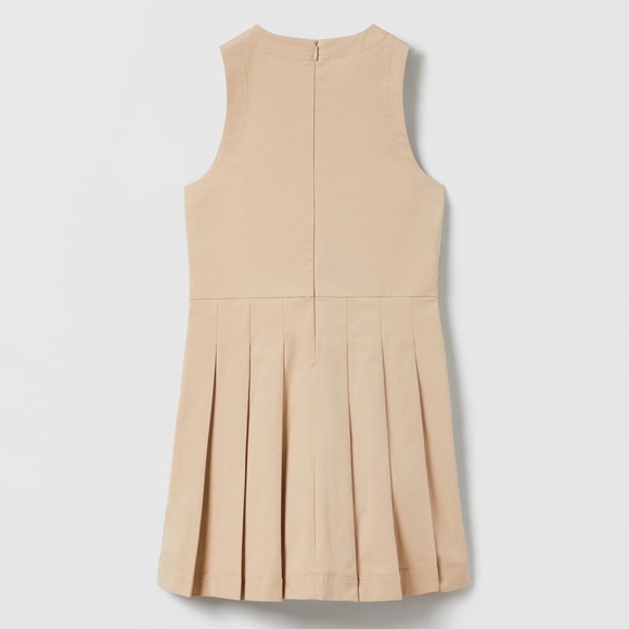 ZARA GIRLS BEIGE BUCKLE BOX PLEAT PINAFORE DRESS 6yr - Picture 2 of 4